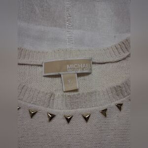 XL Michael Michael Kors Winter White L/S Goldtone Studed Sweater.